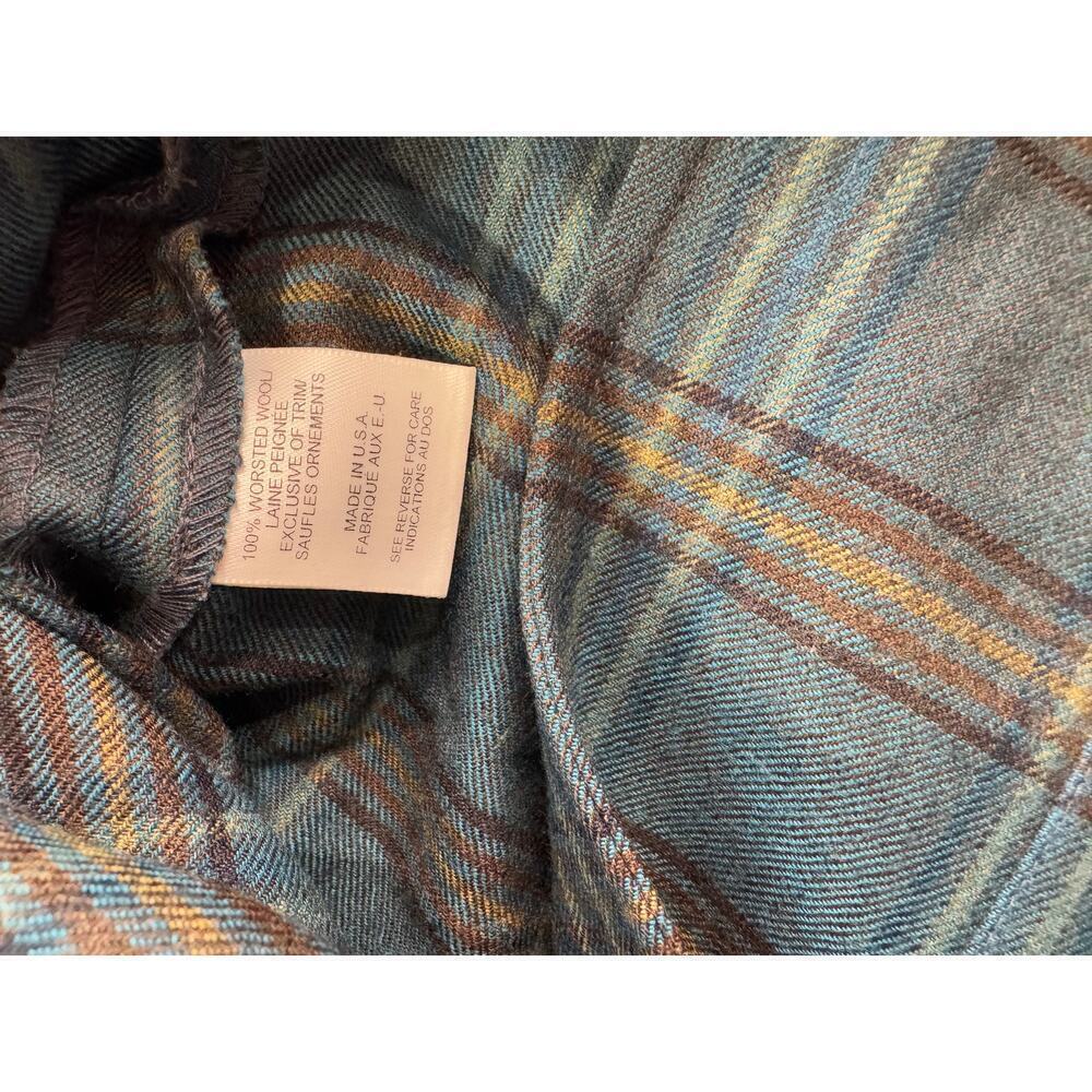 Vintage Talbots Wool Plaid Jacket | Leather Shacket Shirt - Picture 7 of 10